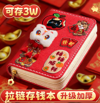 Money Binder Cash Album, Large Capacity Viral 2026 New Style Bill Organizer with Zipper, Children's Financial Literacy RMB Paper Money Collection Book for up to 10,000 Yuan