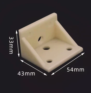 ABS Plastic Thickened Corner Bracket, White Double-Hole Fitting for Cabinet Connection, 90-Degree Furniture Connector