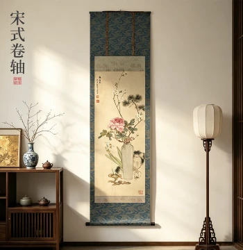 Song Style Mounting Scroll Hanging Picture, Tea Room Entrance Hall Dining Room Chinese Painting Works, Calligraphy Art, Ancient Paintings, Landscape Decor, Props