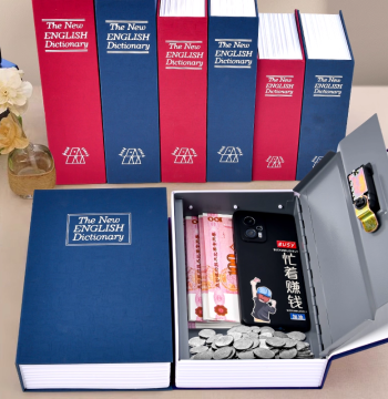 Book-Shaped Safe Box with Password Lock, Small Money Chest, Creative Piggy Bank (Deposit Only), Large-Capacity Cash and Coin Storage for Home and Office, Document Organizer