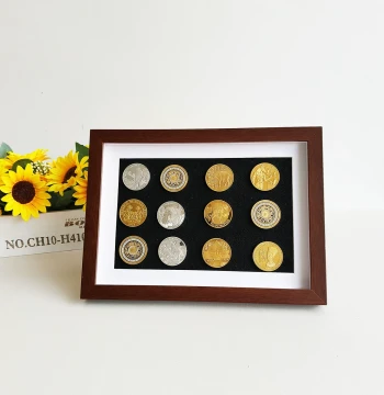 Coin Display Frame, Coin Storage Box, Commemorative Coin Display Case, Badge and Medal Organizer, Solid Wood Wall-Mounted Display Frame