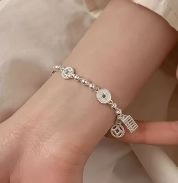 925 Sterling Silver Coin Abacus Bracelet, Niche Design Women's Beaded Bracelet, Premium Best-Seller for Best Friends