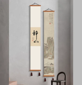 Chinese Style Vertical Screen Hanging Painting, Light Luxury New Chinese Entryway Decor, Guochao Auspicious Patterns for Tea Room Calligraphy Art