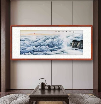 Landscape Decorative Painting, Pure Hand-Painted Chinese Style, Living Room & Office Eight-Foot Traditional Painting, Great Wall, Rising Sun, Treasure Bowl GG