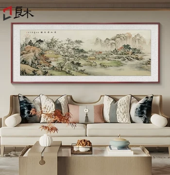 Hand-Painted 'Clear Streams and Distant Mountains' Landscape Painting, New Chinese Style Art for Living Room and Office by Renowned Artists