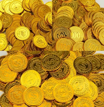 Gold Coin Props for Game Rewards, Fake Coins, Chips, Simulation Plastic Pirate Treasure, Children's Reward Treasure Coins