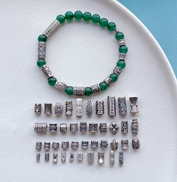 Aged Silver Jewelry Accessories - Six-Syllable Mantra, Koi Fish, Lotus Coin, Butterfly Spacer Beads, Barrel Beads, and Straight Tubes for DIY