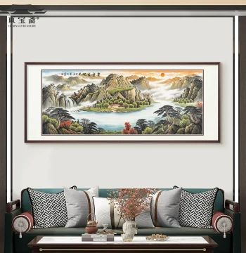 Pure Hand-Painted Landscape Painting, New Chinese Style Living Room Hanging Picture, Chinese Painting, Office Sofa Background Wall Decoration
