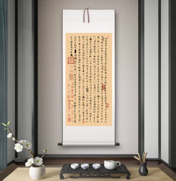 Wang Xizhi Vertical 'Orchid Pavilion Preface' Decorative Hanging Scroll for Living Room, Study, and Tea Room; High-Definition Calligraphy Roll Art for Entryway