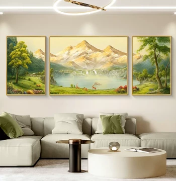 'Cornucopia' Living Room Decorative Painting, Dafen Village Oil Painting, Hand-Painted Sofa Background Wall Art, Grand Landscape Scenery Mural