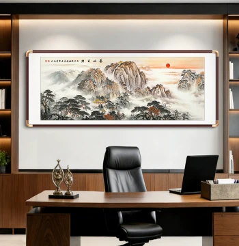 Mount Tai Sunrise Wall Hanging, Mountain Without Water Backing Map, Office Landscape Painting, Living Room Sofa Background Wall Decor