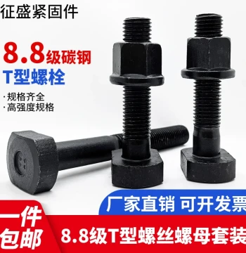 Grade 8.8 T-Bolt and Nut Set for Punch Press Clamping, Carbon Steel T-Plate Bolts with Free Shipping