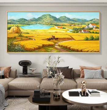 Harvest Hand-Painted Oil Painting - Van Gogh Masterpiece Reproduction for Living Room Sofa Background Wall and Landscape Scenery Mural