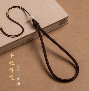 Men's Wenwan Jade Handheld Piece Wrist Strap; Rope for Gourds, Peace Buckles, Semi-Finished Pendants, and Slingshot Lanyards