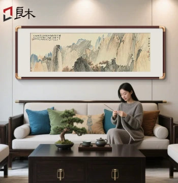 Landscape Painting Living Room New Chinese Style Sofa Background Wall Hanging Scroll, Hand-Painted Chinese Painting Backing Mountain Map, Office Mural