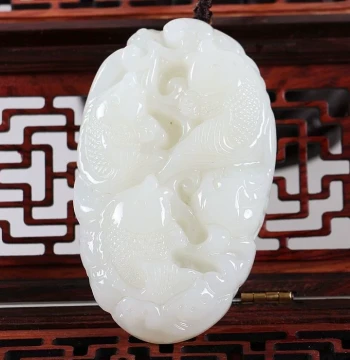 Xinjiang Hetian White Jade Hand Piece - Seed Material Carving 'Abundance Year After Year' (Fish Motif) for Play and Collection