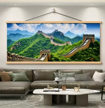 Mountain Backing Leader Background Wall Art; Landscape Decor for Offices, Living Rooms, and Sofa Areas; Great Wall Mural