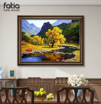 Cornucopia Landscape Oil Painting from Dafen Village for Dining Room Decor, Pure Hand-Painted Scenery for Restaurant and American-Style Living Room Mural