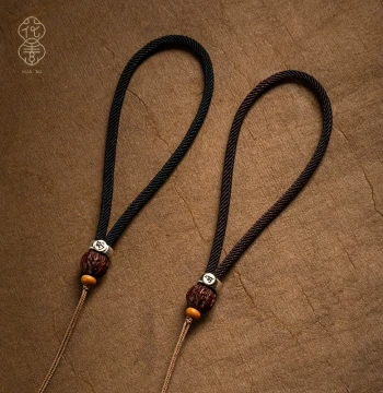 High-End Handheld Piece Lanyard, Pure Silver Tibetan Style Cultural Play Rope, Pixiu Jade Hand Rope Braided Cord Semi-Finished Hanging Rope for Men