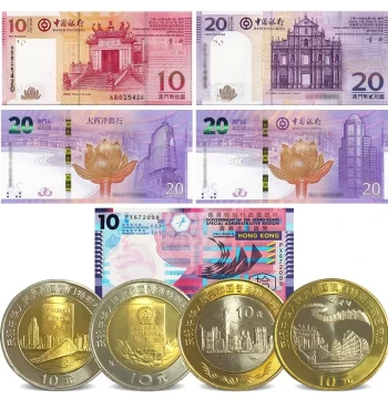 China Hong Kong and Macao Return Commemorative Coins: 10 Yuan Face Value Bimetallic Circulating Commemorative Coins