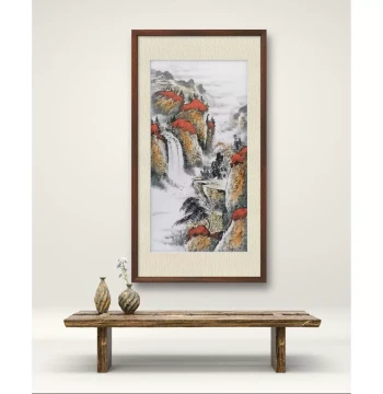 Landscape Painting Hall Art: Pure Hand-Painted Chinese Calligraphy and Painting, Three-Foot Central Hall Unsigned Freehand Style 100GG