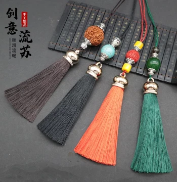 Tassel Pendants for Wenwan Handcrafted Accessories: Chinese Style Bracelet Charms, Seal Jade Hand Pieces, Fan Premium Hanging Tassels and Cords