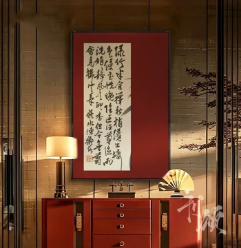 New Chinese Style Entryway Calligraphy Art - Zen-Inspired Hanging Scroll for B&B, Tea Room, or Study with Vintage Aesthetic