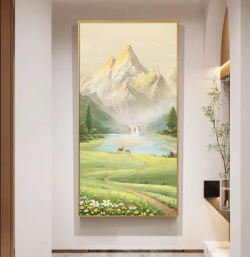 Hand-Painted Oil Painting for Entryway Hall Decor, Luxury High-End Landscape Scenery Wall Art, Modern Minimalist Corridor Aisle Decoration