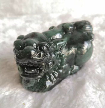 Wealth-Attracting Ornament Natural Taishan Jade Pixiu Handheld Play Piece, Car Accessory, Portable Cultural Play Gift