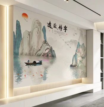 Self-Adhesive Landscape Wallpaper, Scenic Wall Stickers and Murals for Living Room Background or Office Decoration