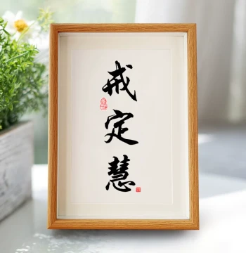 'Discipline, Concentration, Wisdom' Calligraphy Desk Display – Zen Quote Decor for Tea Room or Study, Emotional Calming Ornament