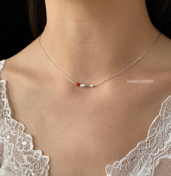 Yangui Original "Fish Playing with Pearl" Minimalist Style Southern Red Pure Silver Clavicle Chain Niche Light Luxury Versatile Necklace for Women