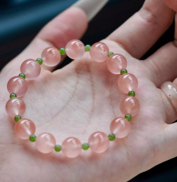 Putuo Mountain New Chinese Style Natural Ice-Float Southern Red Agate and Jasper Bracelet for Women, Purple Horse Pink Crystal Bracelet and Jewelry