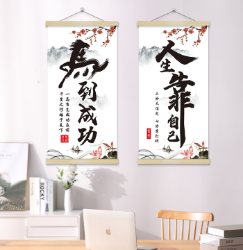 Famous Quotes Calligraphy Art Solid Wood Wall Hanging Poster Sticker with Auspicious Meaning for Office, Home, Living Room, and Entryway Mural