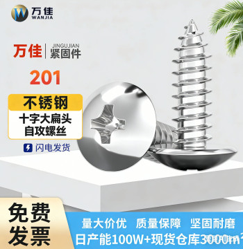 201 Stainless Steel Cross Rounding Head Self-Tapping Screws, Large Umbrella Head Pointed Tail Wood Screws, Large Round Head M3 M4 M5 M6