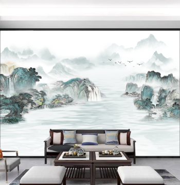 Wall Sticker Mural New Chinese Style Landscape Painting Flowing Water Brings Wealth