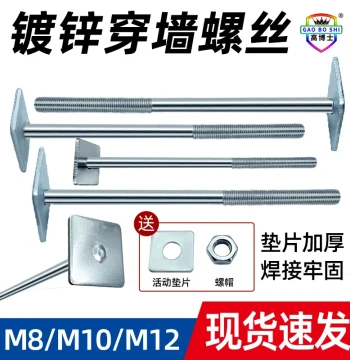 Construction Wall-Through Screw Grade 4.8 Bolt Elevator Installation Accessory M8 M10 M12 Extended Threaded Rod Galvanized Square Washer
