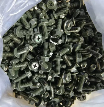 M6*16 Cross Recessed Hex Flange Military Green Screws, Anti-Rust Bolts and Nuts for Electric Vehicles, Dual-Use Screw and Nut