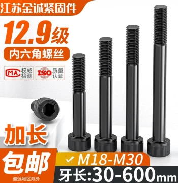 Partially Threaded Grade 12.9 Extended Length Socket Cap Head Screws M18 m20 m22 M24 m27 m30-600mm Cylinder Bolts