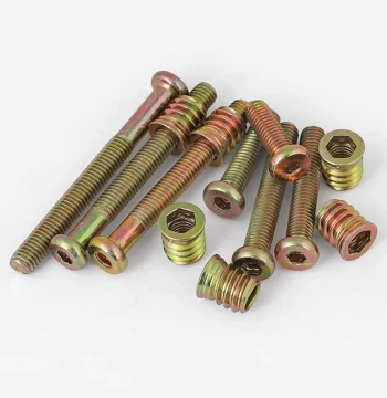 Furniture Screw Fastener with Internal/External Thread Insert Nut for Wood Board Bed Connection, Table Chair Cabinet Embedment M6 M8