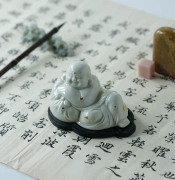 Maitreya Buddha Brush Rest, Studio Brush Rack, Ancient Method Handmade Ceramic Paperweight Decor, Tea Pet, Study Room Four Treasures Supplies