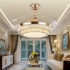 Crystal Fan Light for Bedroom and Dining Room, Invisible Ceiling Fan Light, High-Airflow Quiet Modern Chandelier for Living Room