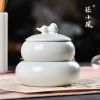 Zhang Xiaofeng 'Fu Lu' Hotpot Inkstone Set – Covered Ceramic Ink Well for Calligraphy and Chinese Painting