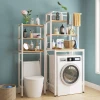 Bathroom Toilet Storage Rack - Over-Toilet Shelf for Bathroom, Restroom, Washing Machine with Flip Lid - Space-Saving Organizer