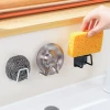 Sink Storage Rack Stainless Steel No-Drill Kitchen Sponge Steel Wool Cloth Pot Lid Organizer Wall-Mounted Drain Rack