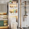 Over-Toilet Storage Cabinet with Doors - Multi-Tier Floor Standing Bathroom Organizer for Narrow Spaces