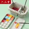 Liupintang 3-in-1 Brush Washing Bucket with Palette - Portable Handheld Multi-Function Art Tool for Chinese Painting, Watercolor, and Gouache, Foldable Small Pail