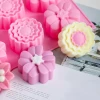 Aizaofang 6-Cavity Triple Flower Silicone Mold - DIY Handmade Soap Home Decor - Food-Grade Heat-Resistant Material