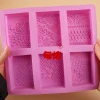 6-Cavity Large Square French Flower DIY Soap Silicone Mold for Essential Oil and Milk Soap