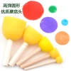Children's Art Supplies Sponge Paint Brush Graffiti Painting Tool Mushroom Head Stamp Student Craft Rubbing Stick Set